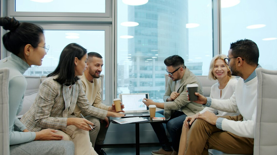 team discussing ideas openly