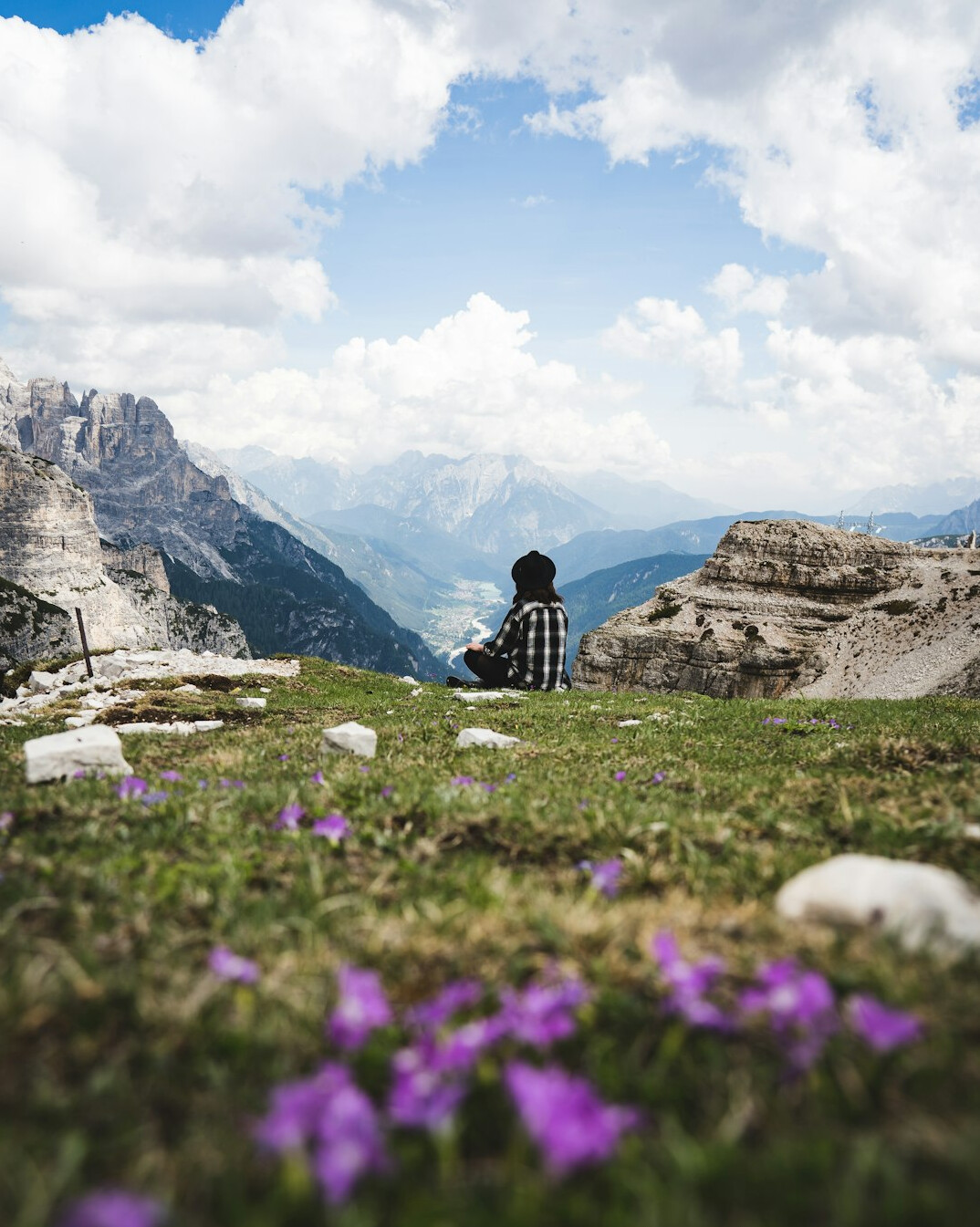 person meditating in nature